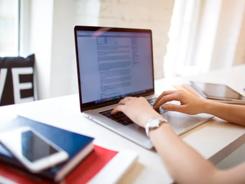 Women working as a freelancer after completing the creative writing course.